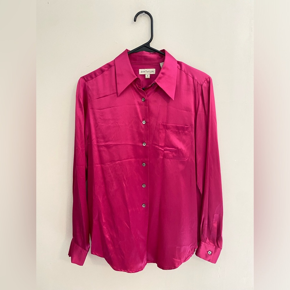Ann Taylor 100% Silk Button Down Blouse